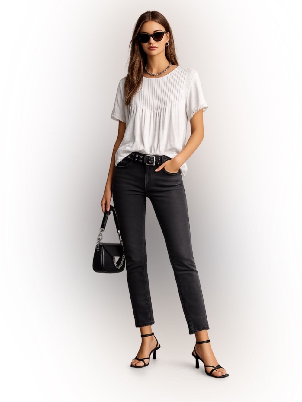 Anine Bing Viscose with lace inset and trim top